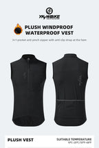 YKYWBIKE Men Cycling Gelit Thermal Fleece Bicycle Windbreaker Sleeveless Bike Vest Windproof Waterproof Cycling