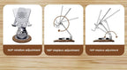 Black Walnut Wood Base Phone Holder Metal Stand 720° Rotating Foldable Desktop Stand Easy Storage for Mobile Phone Tablet Holder