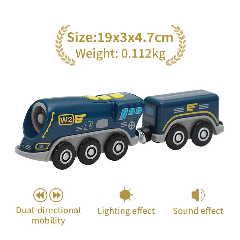 Wooden Railway Train Locomotive Magnetic Electric Car Train Toys Fit Biro Wooden Diecast Slot Train Track Railway Christmas Gift