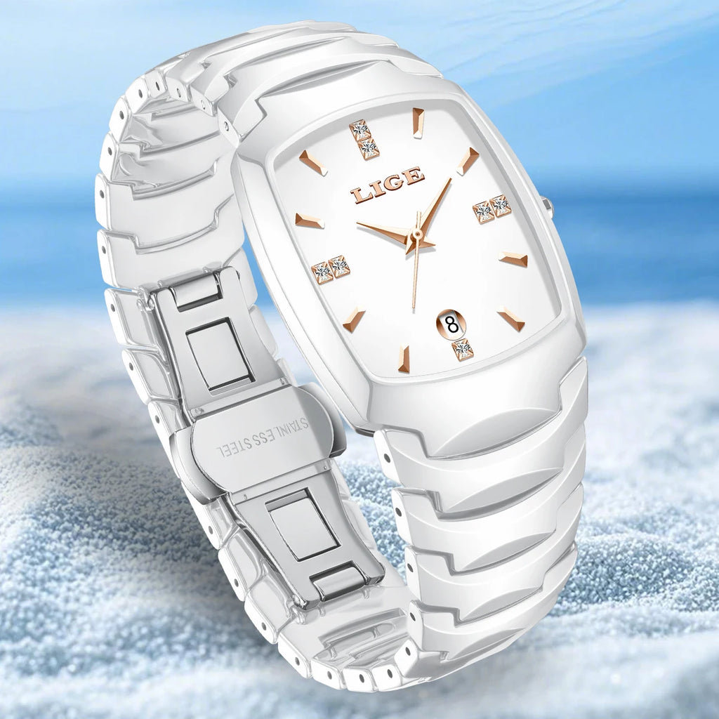 LIGE Fashion Luxury Woman Watch Simple Elegant Stainless Steel Casual Quartz Watches for Women Calendar Ladies Romantic Gift New