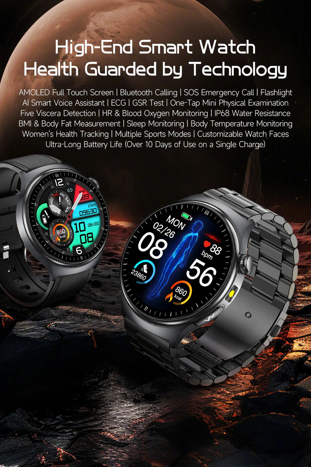 2026 New Micro Physical Examination Health SmartWatch Men ECG Uric Acid Lipids Blood Pressure BT Call Smartwatch For Android IOS