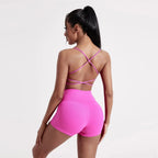 Solid Color underwear Cross Back Women Fitness Sports Bra Top Yoga Comprehensive Training Jog Chest Pad Spaghetti Strap Beauty
