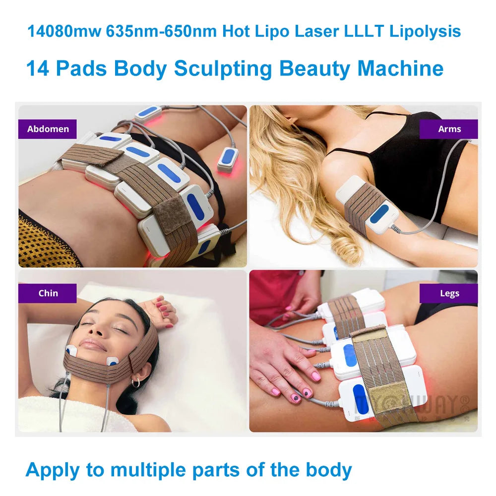 Aristorm 14080mw 635nm-650nm 14 Pads S Shape Machine Body Shape Facial Lifting home appliance body shaping massage equipment