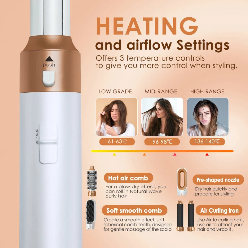 5 in 1 Hair Dryer Hot Comb Set Professional Curling Iron Hair Straightener Styling Tool For Professional Hair Dryer Household