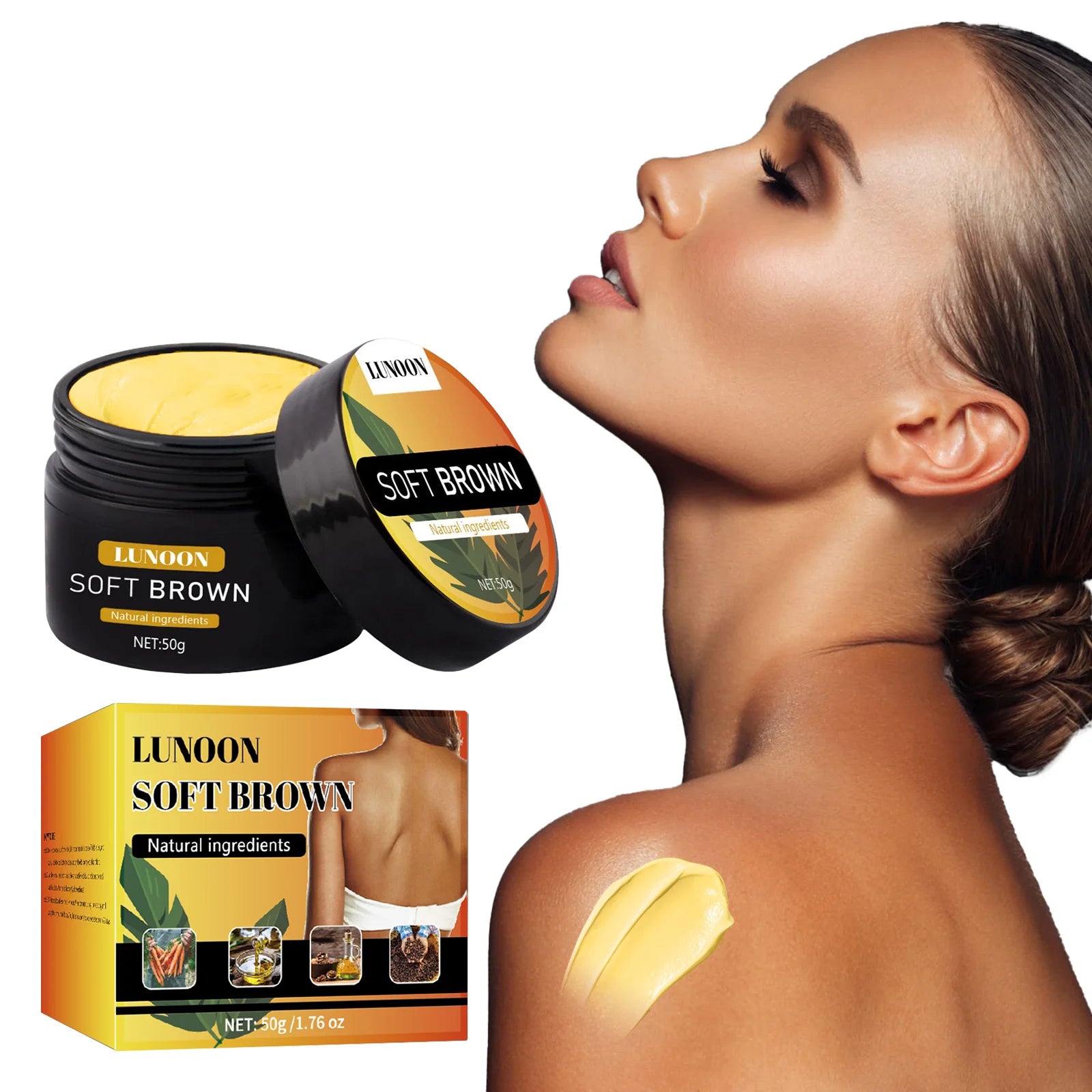 Tanning Cream with Suntan Protection，Long Lasting Bronzer for Face & Body, Nourishing Formula Creates Natural Blackening Effect. Main image