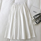 Women Black skirt midi High waist korean style Pleated a line Vintage Clothing 2026 new Summer Casual Fashion Ladies Work Wear