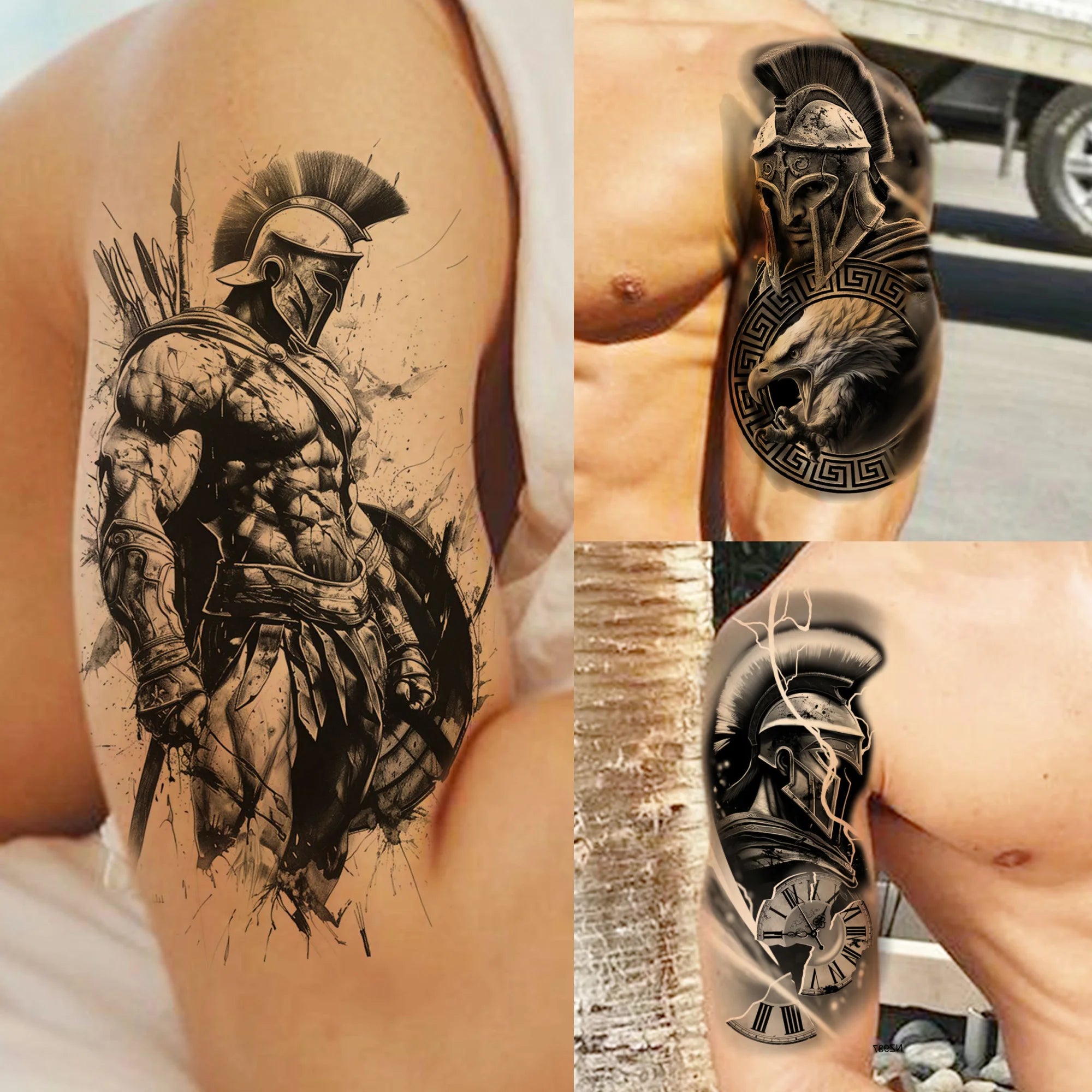 1 Sheet Waterproof Knight Warrior Gladiator Temporary Tattoos For Men Women Realistic Fake Tattoo Sticker  Forearm Tatoos Decals