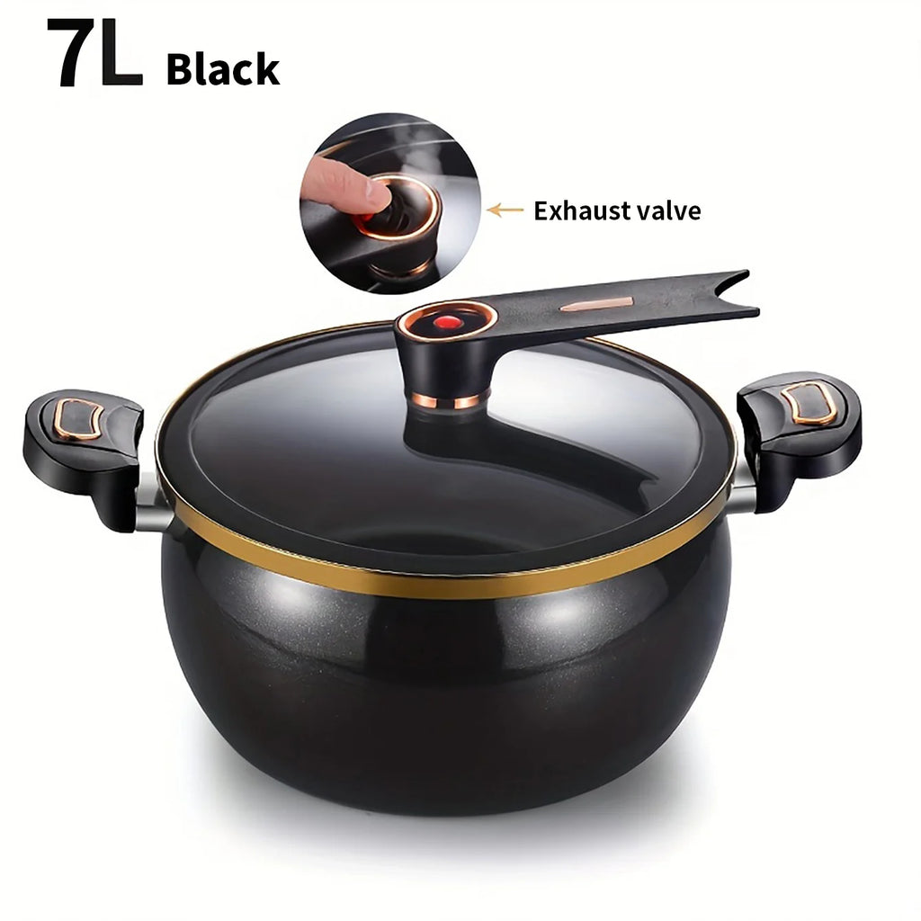 1 Piece of Fat Daddy Micro Pressure Cooker, 7L Large Capacity, 26cm, Suitable for Home Use, Multi-Functional Non-Stick Pot for Stewing and Cooking Soup, Compatible with Induction Cookers and Gas Stoves