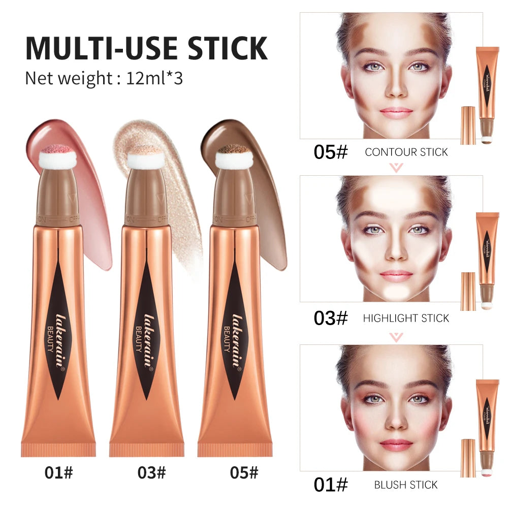 Makeup Set Beginner Kit Foundation Base Moisturizing Concealer Moisture Lip Gloss Highlighter Stick & Blush Face Makeup Sets Gif