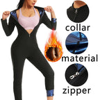 MrifDila Sauna Suit Jumpsuit Full Zip Up Sweatsuit Hot Sweating Jumpsuit Long Sleeve Romper Bottom Pants Sweating Bodysuit Shape