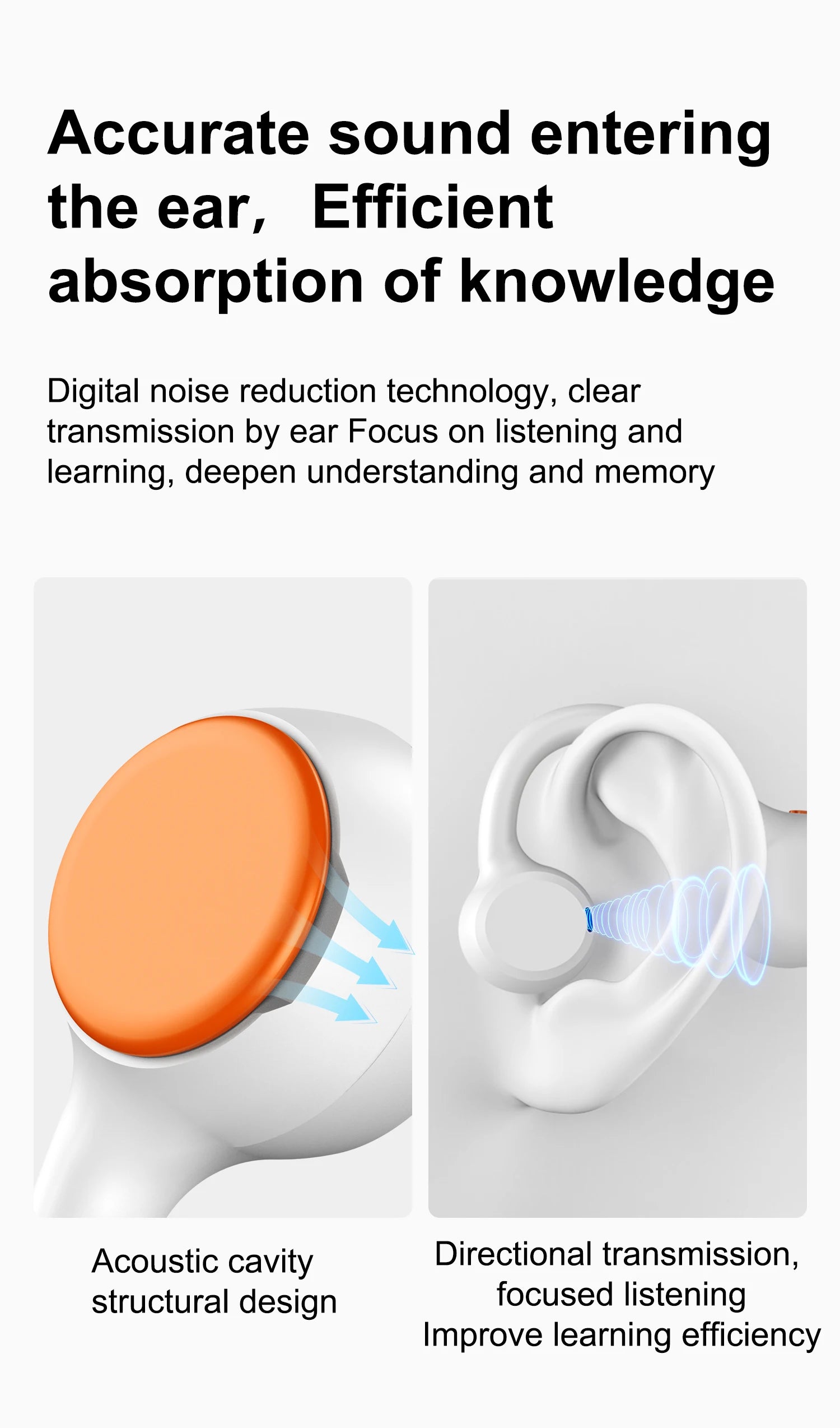 Air Conduction Stereo Headphones Kids Open Ear Bluetooth6.0 Earphones  Wireless Learning Noise Reduction Music Headset Earhook
