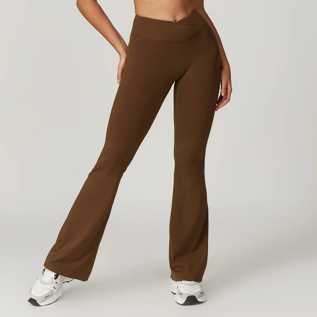 Crossover Flare Yoga Leggings for Women High Waist V Cross Bell Bottoms Tummy Control Yoga Pants Wide leg Fitness Leggings