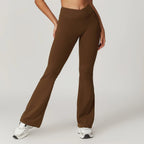 Crossover Flare Yoga Leggings for Women High Waist V Cross Bell Bottoms Tummy Control Yoga Pants Wide leg Fitness Leggings