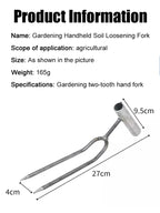 Handheld Adjustable Gardening Two Teeth Fork Stainless steel multifunction Gardening Spade Fork