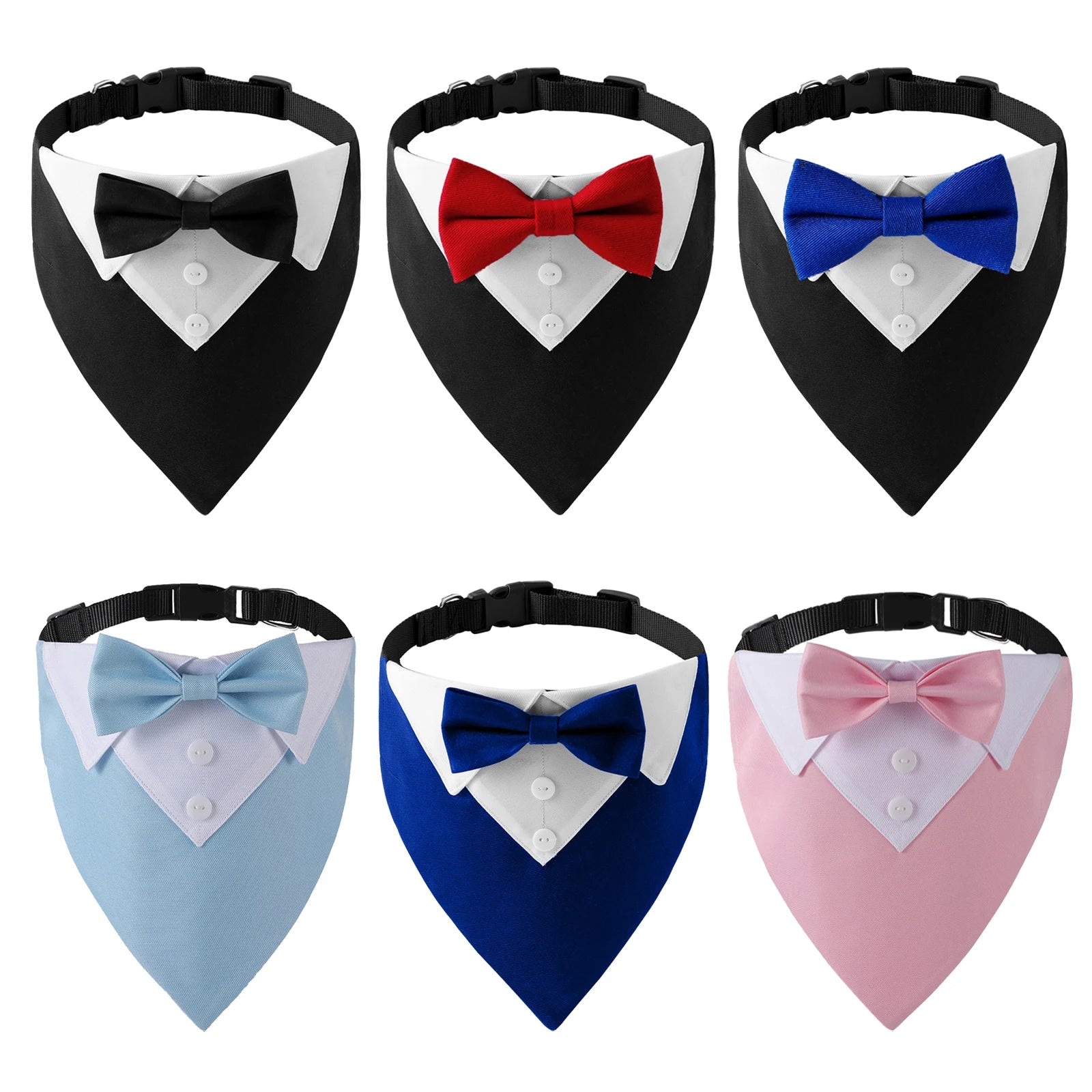 Sucado Bow Tie Dog Collar Tuxedo Bandana Adjustable Formal Puppy Triangle Neck Wear for Wedding Birthday Dress-up Cosplay Party Image principale du produit