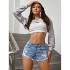 Women's High Rise Ripped Denim Shorts Summer Casual Distressed Raw Hem Baggy Jean Short Fashion Loose Fit Pocket Jeans