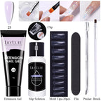 LILYCUTE 15ml Extension Gel Nail Polish Set Quick Nail Prolong With Extend Mold Nail Tips Acrylic Solution Manicure Tools Kit