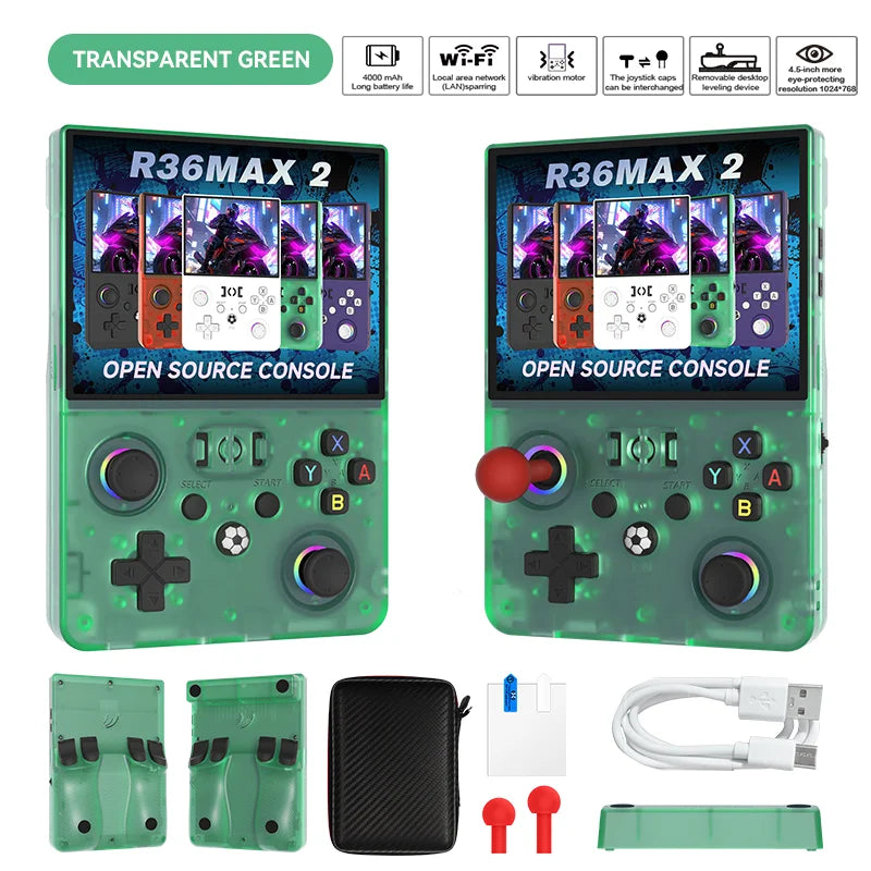 2026 Upgraded R36MAX2 Retro Handheld Game Console  4.5 Inch HD Screen 1024*768 Open Souce  Portable Pocket Video Game Player