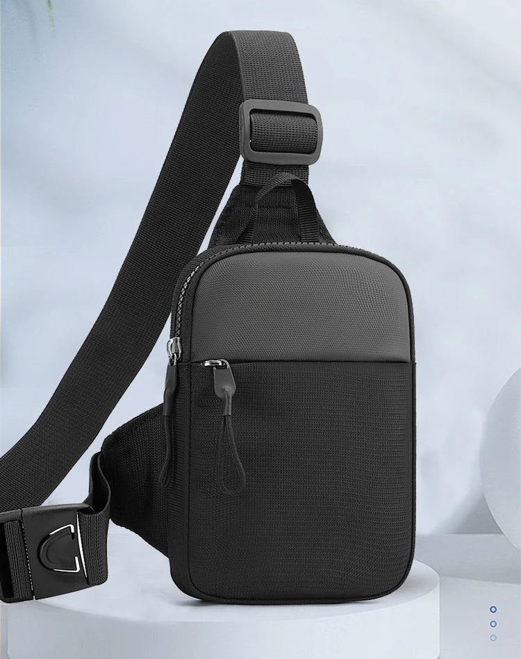 Men Waterproof Sling Chest Pack Fashion Small Black Crossbody Shoulder Zipper Bag Travel Workout Handbag Messanger Bag for Men