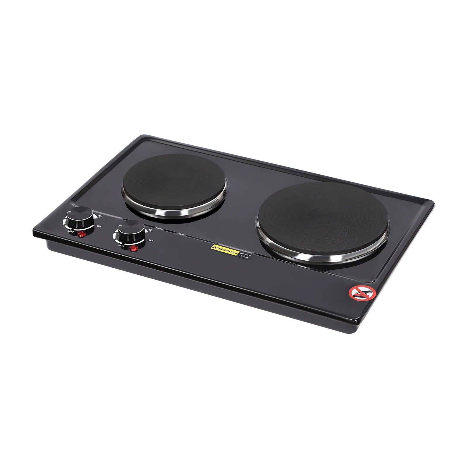 2500W Double-Burner Electric Stove Electric Hob Cooker with 2 Plate Adjustable Firepower 220-240V for Cooking Food