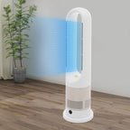 Year-Round Dual Mode Cooling Heating Tower Fan W/Remote 1200W Heater 8 Speeds 9H Timer 80° Oscillation Safe Bladeless