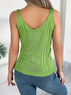 Spring Summer Casual V Neck Hollow Out Knitted Vest Solid Color Sleeveless Tops Orange Green White Khaki 2026 Women Clothes