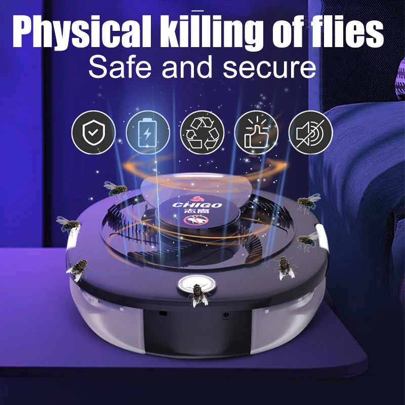 CHIGO Flycatcher Rechargeable/USB Electric Fly Trap Safety Indoor Flytrap Outdoor Insect Pest Catching Tool For Kitchen Garden