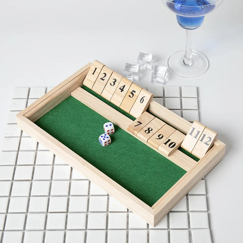 Wooden Shut Box Dice Board Game Classic Tabletop Version With 12 Numbers Pub Style Traditional Family Party Board Game Indoor Main image