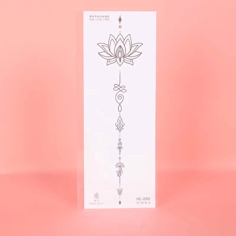 Lotus Flower Waterproof Realistic Temporary Tattoo Sticker, Lasting 1-2 Weeks, for Chest, Semi-Permanent Fake Tattoo