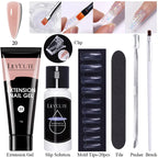 LILYCUTE 15ml Extension Gel Nail Polish Set Quick Nail Prolong With Extend Mold Nail Tips Acrylic Solution Manicure Tools Kit