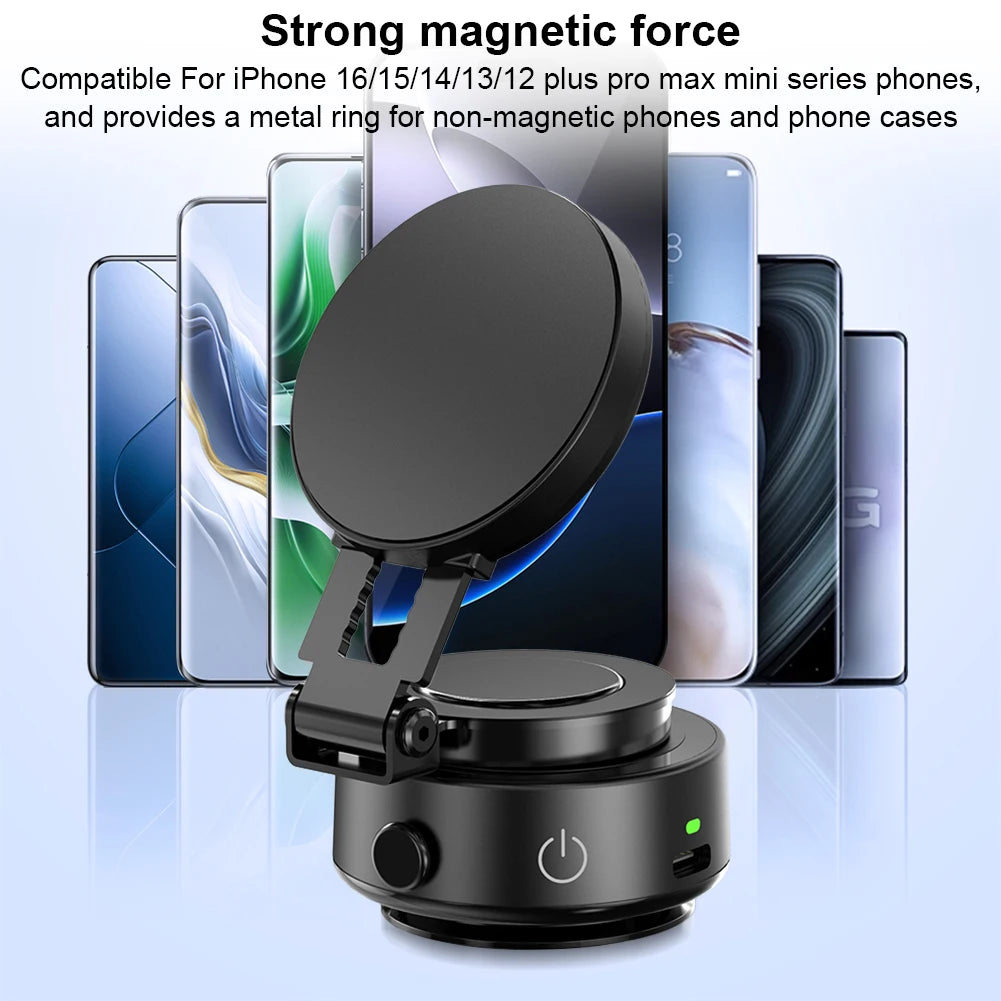 For Magsafe Magnetic Vacuum Car Phone Holder 360° Rotatable Folding Mobile Phone Holder Electric Vacuum Swivel Stand