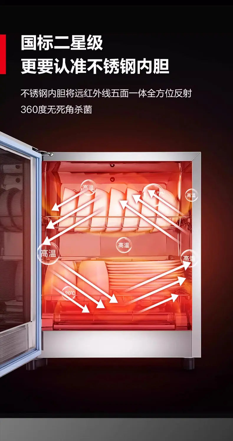 Household Small Vertical Desktop Mini Double Door High Temperature Disinfection Cabinet Kitchen Commercial Sterilizer Cupboard