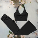 Scrunch Sports Suit Women's Yoga Set Gym Wear Sexy Sports Bras and Flared Leggings Sets Fitness Outfits Female Workout Clothes