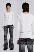 Y2K Black Washed Embroidered High-waisted Oversized Jeans Men European and American Retro Classic Loose Wide-leg Straight Pants
