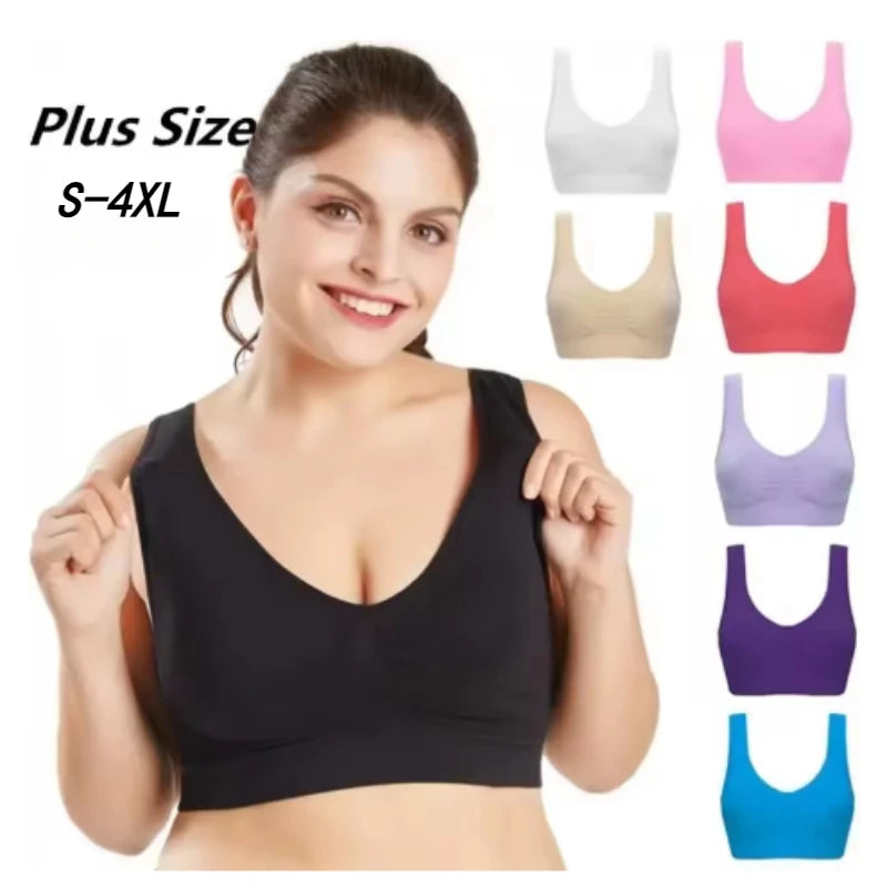 Large Women's Single-layer No Pad Sports Bra Yoga Running Fitness Top Breathable Seamless Workout Bralette Image principale du produit