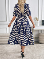 Elegant Directed Large Swing Geometric Pattern Dress Women's Fashion Casual Skirt