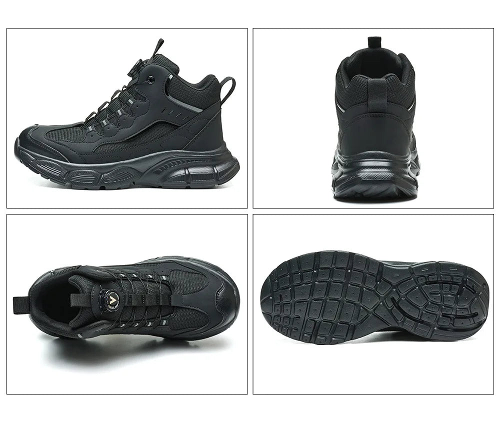 Rotary Buckle Safety Shoes for Man with Steel Toe Cap Anti-smashing, Anti-puncture, Anti-slip Work Safety Boots Industry Welding
