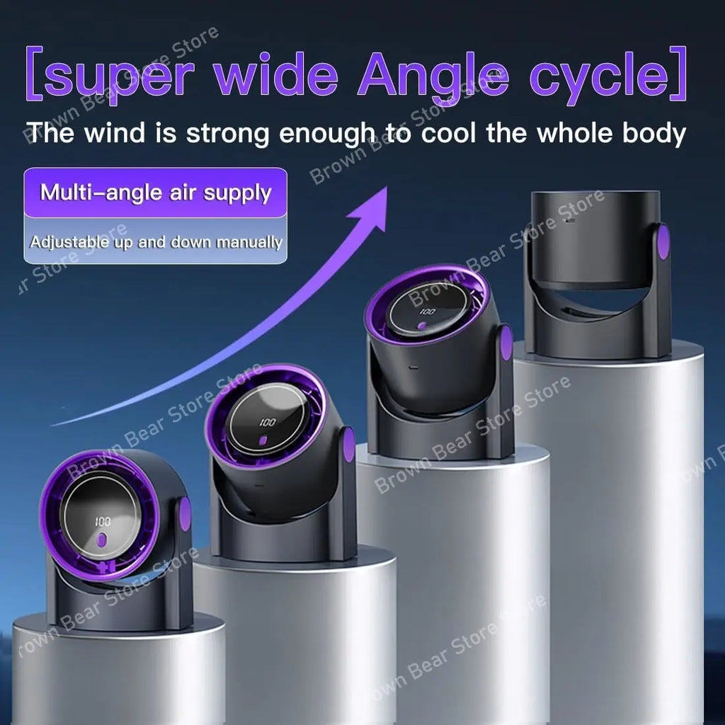 100 Level Bladeless Fan Portable Small Usb Charge Silent Desktop Digital Display High-speed Circulating Cooling Fan