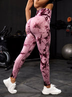 Women's Tie Dye Nine Tenths Leggings High Waist Yoga Pants Soft Stretchy Workout Running Pants Breathable Comfortable