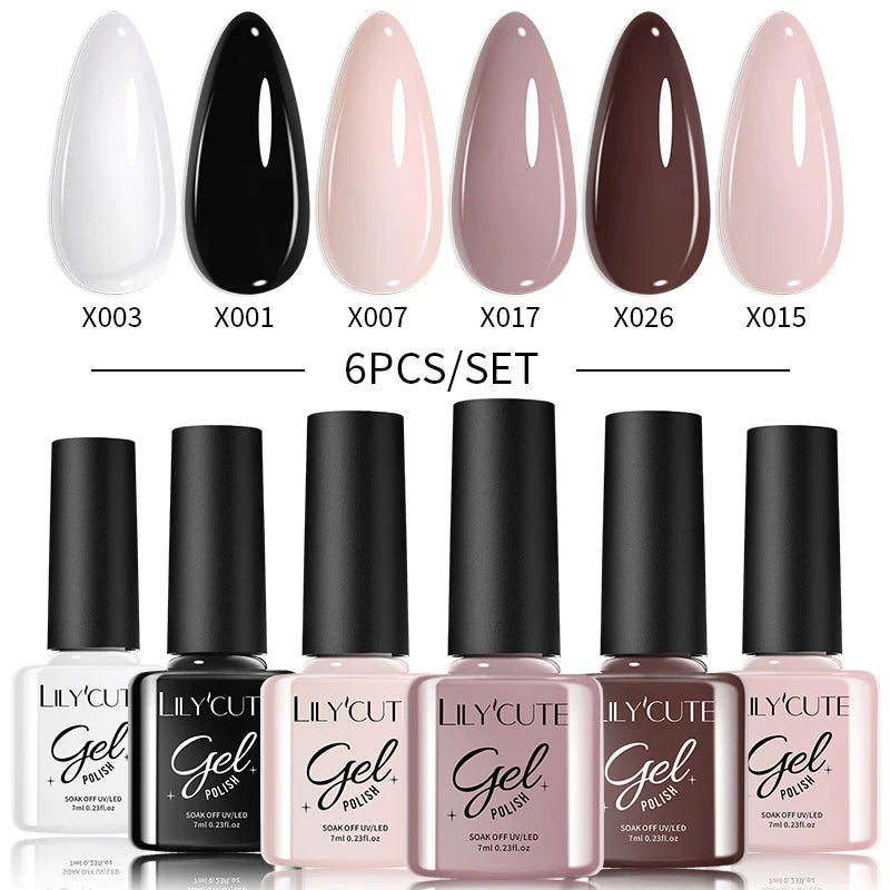 LILYCUTE Nail Gel Polish Set Pink Green Spring DIY Nail Art Design Long Lasting Soak Off UV Gel Manicure Painting Gel Vernis Kit