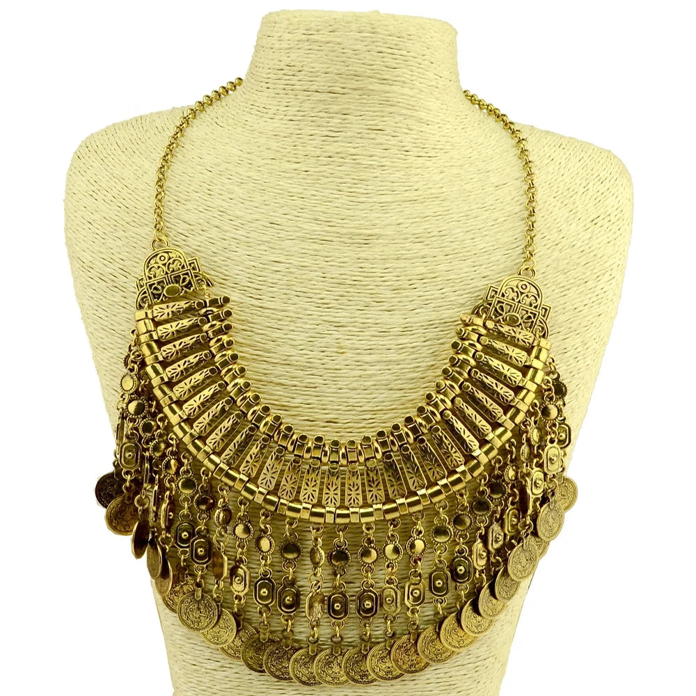 Multi-style Vintage Coin Choker Necklace for Women Boho Afghan Ethnic Gypsy Native Tribal Dress Turkish Pakistan Indian Jewelry