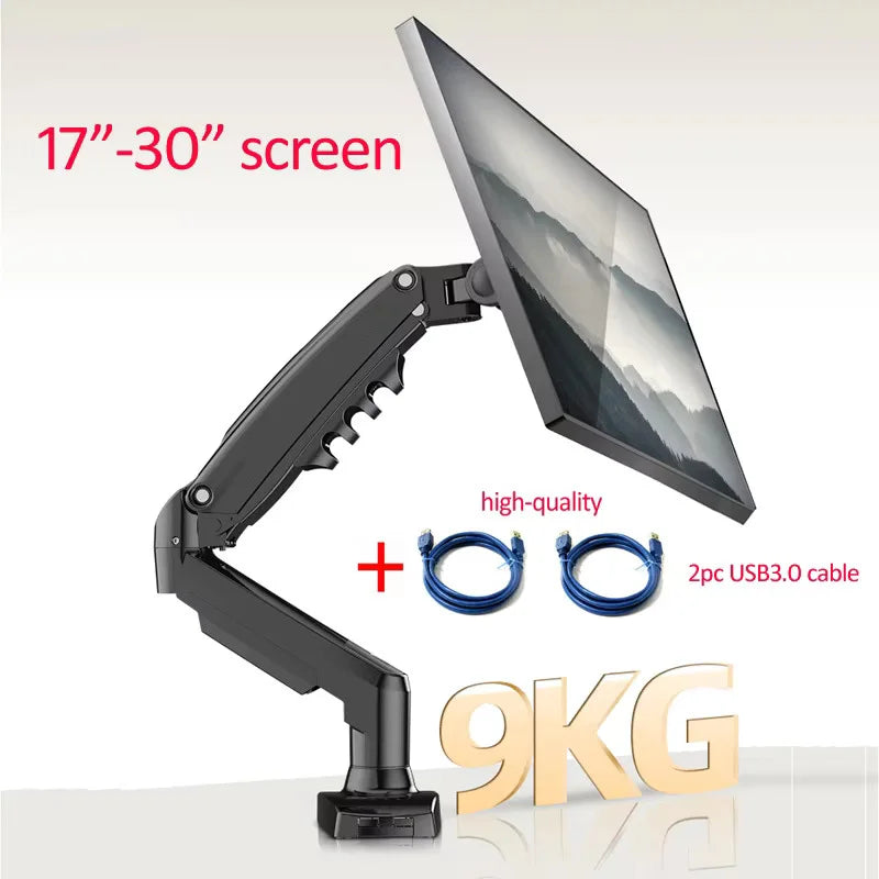 D-MOUNT K80 metal 17"-30" monitor desktop stand mount gas spring arm full motion rotate clamp grommet 2-9KG Main image