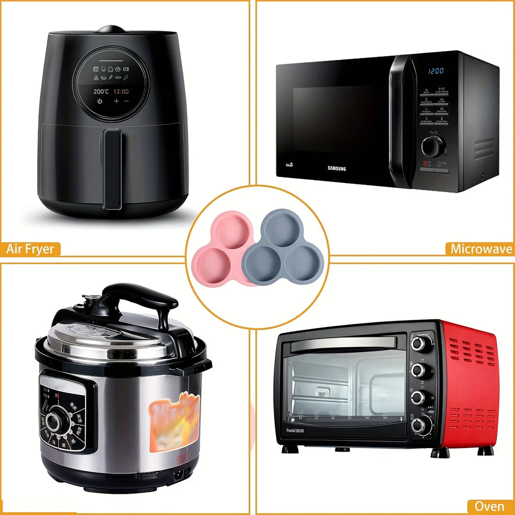 Cavity Air Fryer Egg Mold Silicone Mold for Air Fryer Round Shape Cupcake Nonstick Silicone Muffin Hamburger Pan DIY Cooking