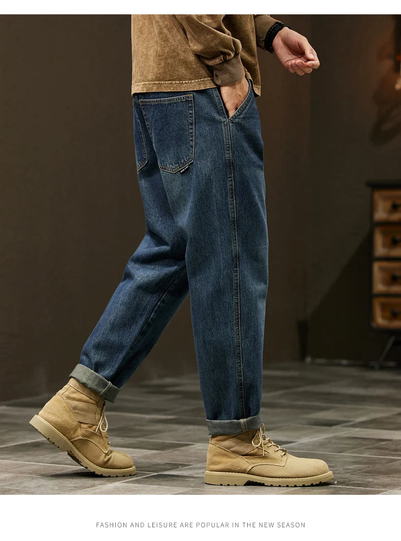 Men's 95% Cotton Jeans High Quality Loose Harem Pants Fashion Baggy Casual Outdoor Baggy Work Denim Pants Brand Men's Clothing
