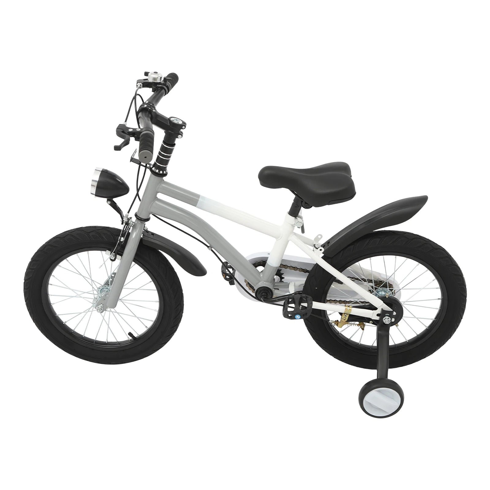 16 Inch Children's Bicycle Carbon Steel Mountain Bike with Auxiliary Wheels & LED Light for 5-8 Years Old,Height Adjustable,60Kg