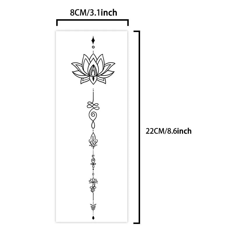 Lotus Flower Waterproof Realistic Temporary Tattoo Sticker, Lasting 1-2 Weeks, for Chest, Semi-Permanent Fake Tattoo