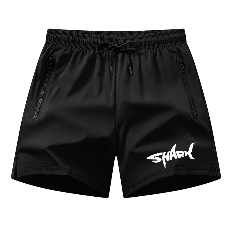 Shark Graphic Men's Board Shorts Summer Casual Beach Shorts with Mesh Liner Zipper Pockets Quick Dry Swim Trunks Bathing Suit