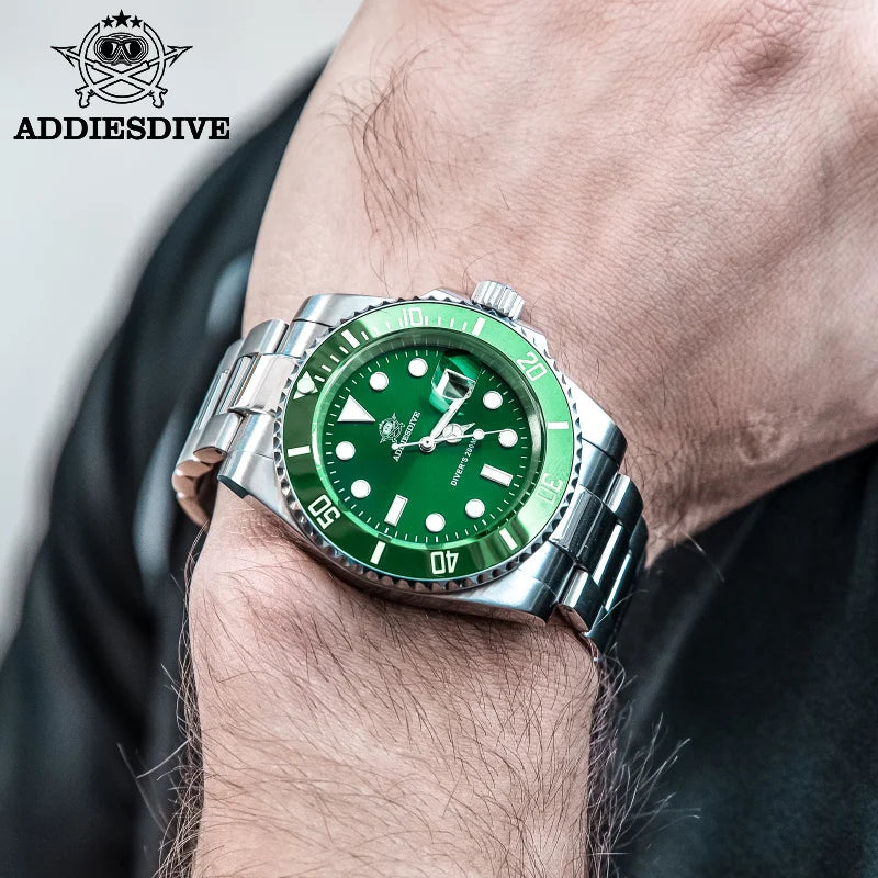 ADDIESDIVE Men's Classic Watch with Ceramic Bezel 200m Water Resistant Casual Quartz Watch BGW9 Blue Luminous Gift Watch MY-H3-2