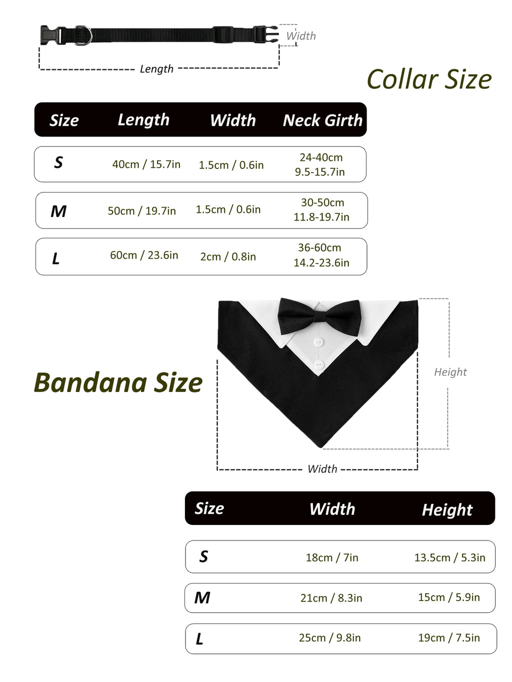 Sucado Bow Tie Dog Collar Tuxedo Bandana Adjustable Formal Puppy Triangle Neck Wear for Wedding Birthday Dress-up Cosplay Party