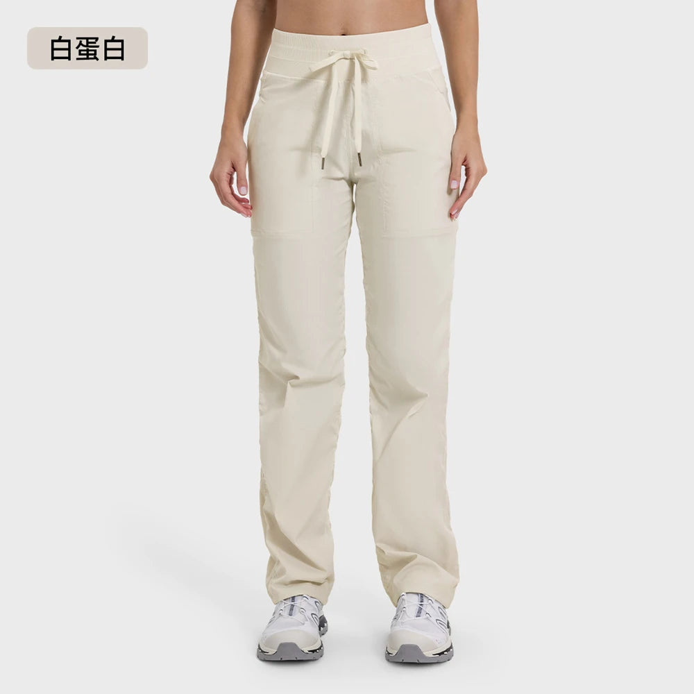 Women Quick Drying Sports Pants Lightweight Breathable Running Fitness High Waisted Loose Wide Leg Casual Yoga Pants 2024 Autumn